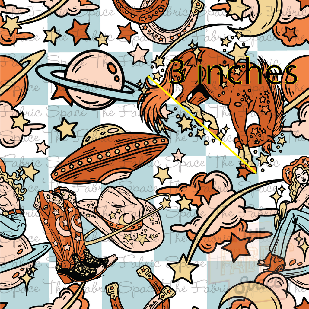 Cosmic Cowboy Checkered - Woven – The Fabric Space
